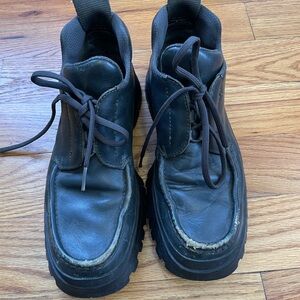 Prada Leather Lace-Up Chunky Sole Boots